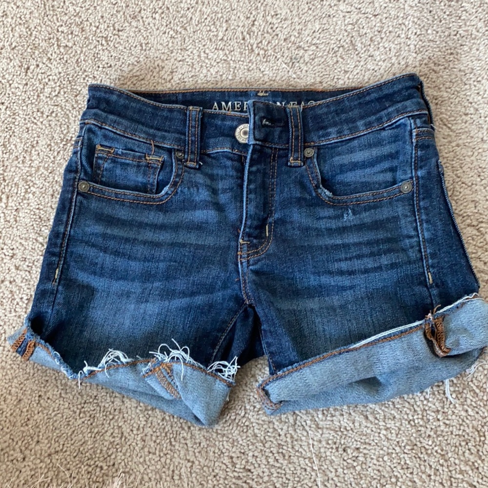 American eagle jean shorts with fraying